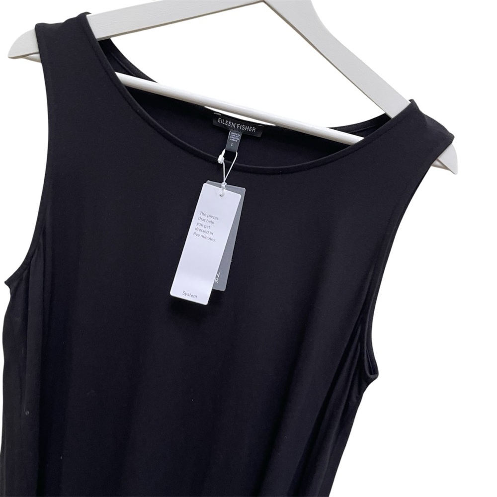 NWT! Eileen Fisher Black Ballet Neck Shift Dress Size Large Black - Picture 4 of 9